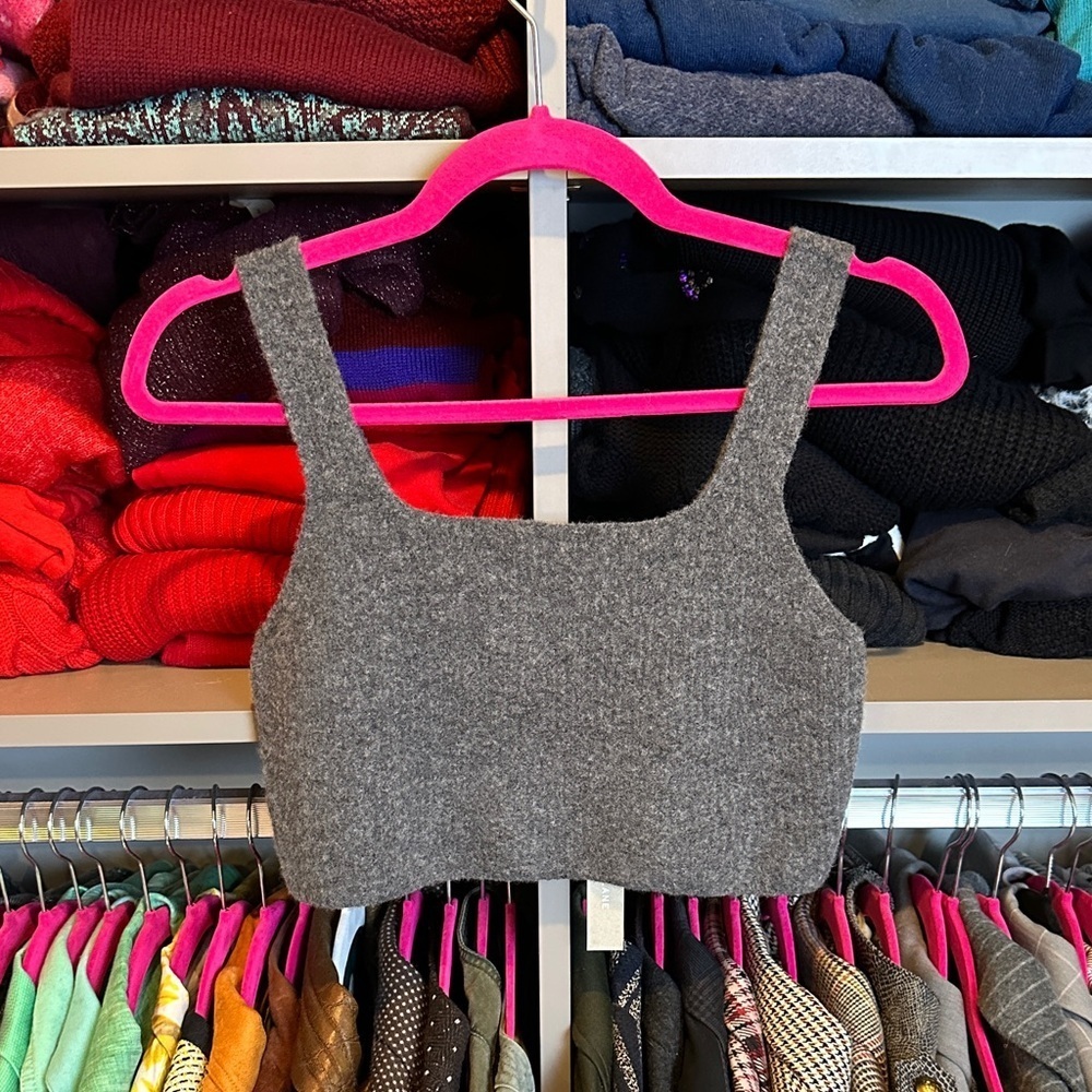 Everlane gray 58% wool sleeveless crop top size M NWT